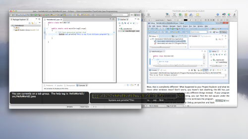 This is a screen shot showing the working braille window in the Eclipse IDE program.